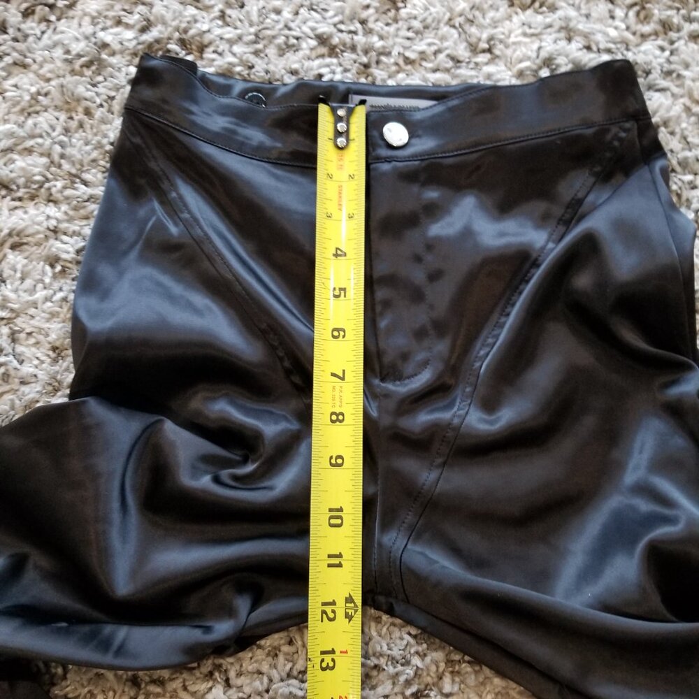 Maniere De Voir Leather Flared Trousers Black High Rise Pants Size 4 - Picture 10 of 11